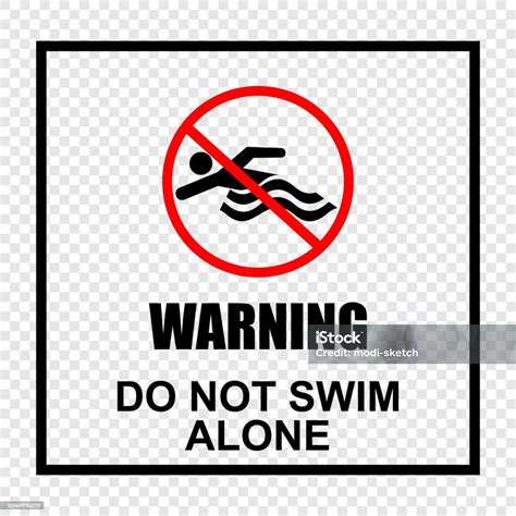 Warning No Swimming Sign Do Not Swim Alone Sticker Vector Stock