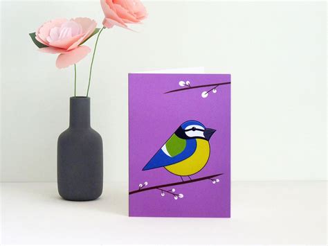 Blue Tit Birthday Card Cute Garden Bird Anniversary Card Etsy Uk