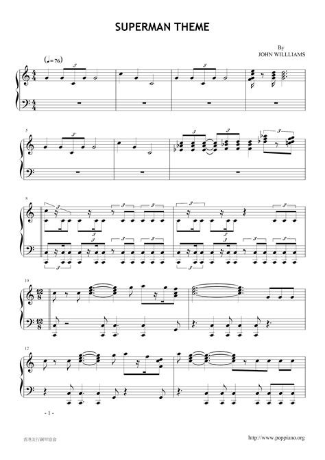 Superman Theme | Sheet Music | Piano Score Free PDF Download | HK Pop ...