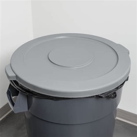 Continental 4445gy Huskee 44 Gallon Gray Round Trash Can Lid