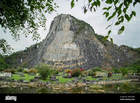 The Buddha Mountain Or Khao Chi Chan At The Town Of Na Chom Thian Near