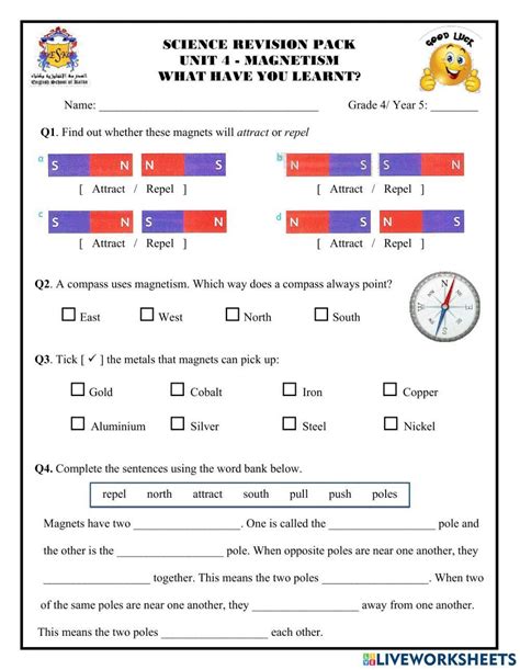 Electricity And Magnetism Th Grade Science Worksheets And Answer