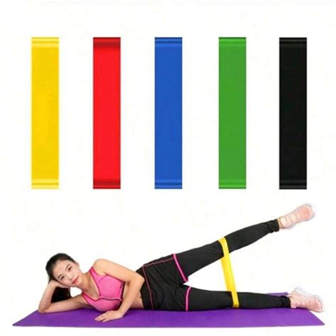 Kit 5 Faixas Elásticas Para Exercícios Multifuncional Yoga Fisioterapia