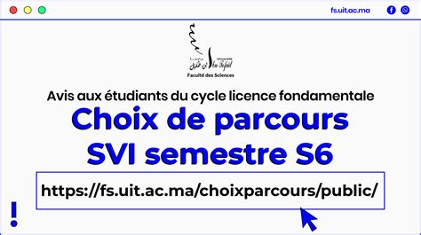 Choix du parcours pour les étudiants inscrits en semestre S6 filière