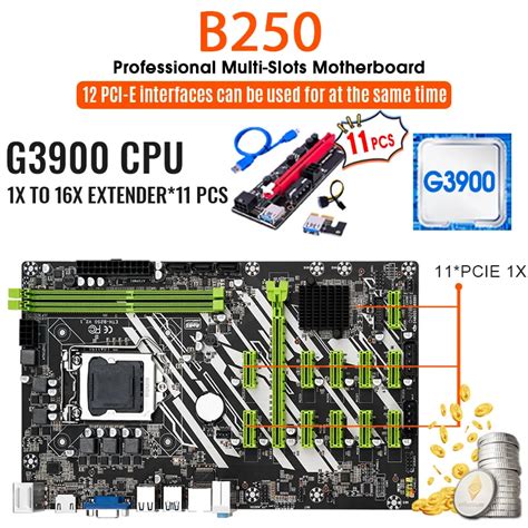 New B250 Btc Mining Machine Motherboard Set With G3900 Cpu And 1x To