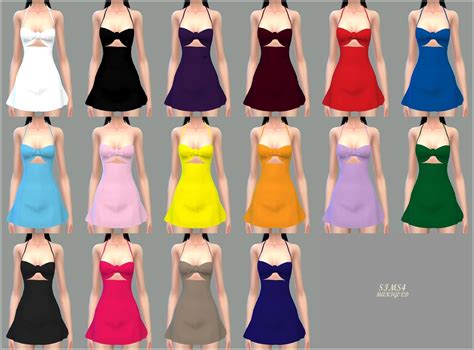 Bow Swim Dress리본 수영 원피스여자 의상 Sims4 Marigold 여성용 옷 원피스 의상