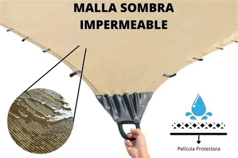 Malla Sombra 100 Impermeable 6x4 90 Beige Raschel Reforzada Meses