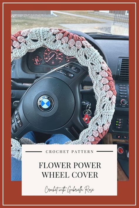 Crochet Flower Steering Wheel Cover