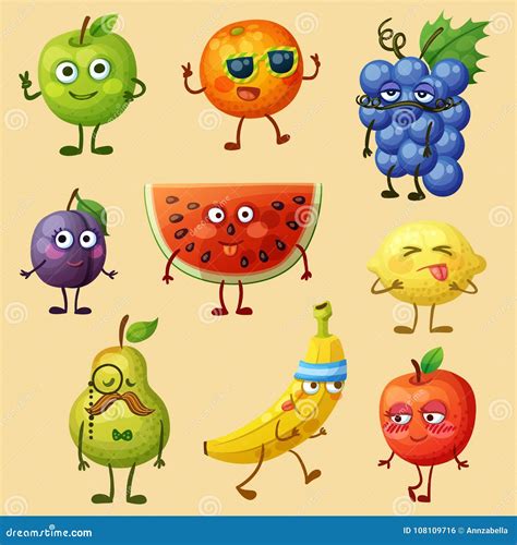 Caracteres Divertidos De La Fruta Ilustraci N Del Vector Ilustraci N