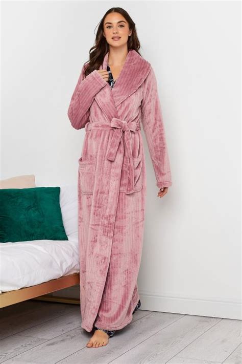 Lts Tall Pink Ribbed Maxi Dressing Gown Long Tall Sally