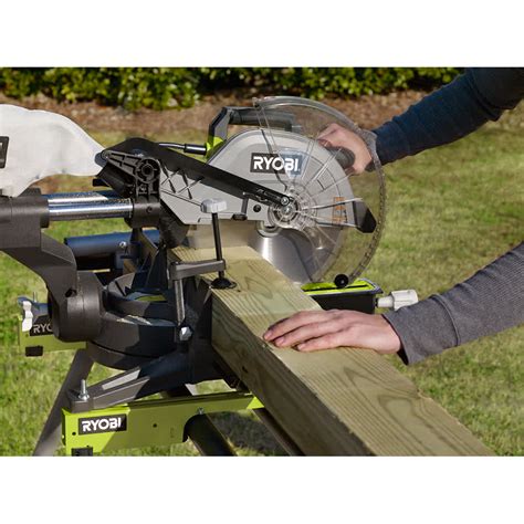 Ryobi One 18v Cordless 7 1 4 Sliding Compound Miter Saw With 2 Ah High Performance Batteries