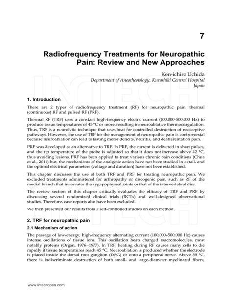 Radiofrequency Treatments For Neuropathic Pain