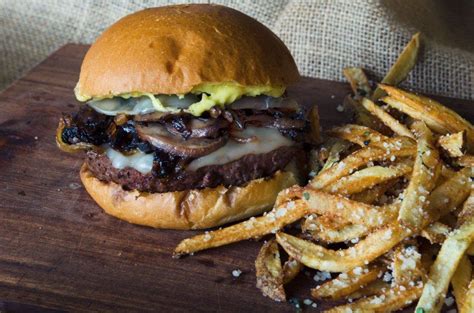 Mushroom Burger With Provolone Caramelized Onions And Aioli Go Go Go