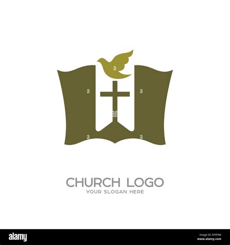 Logotipo De La Iglesia Símbolos Cristianos La Biblia El Marcador Cross La Paloma Es El Simol