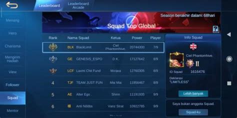 Nama Squad Terbaik Mobile Legend Theresa Kerr