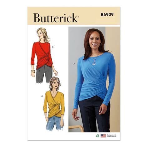 Butterick Sewing Pattern B6909 Misses Knit Top White Small Xx Large