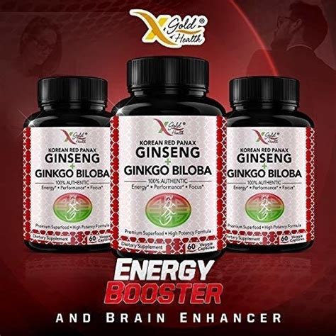 Ginseng Panax Rojo Coreano 1200 Mg Ginkgo Biloba Extracto Envío Gratis