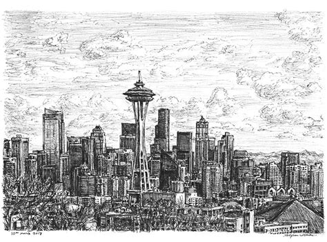 Seattle Skyline Sketch at PaintingValley.com | Explore collection of ...