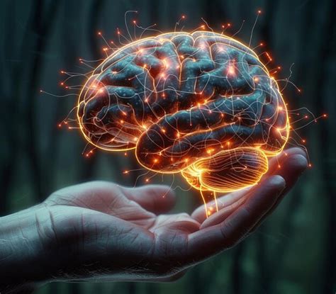 La Mano Humana Sostiene Un Cerebro Brillante Imagen Premium Generada