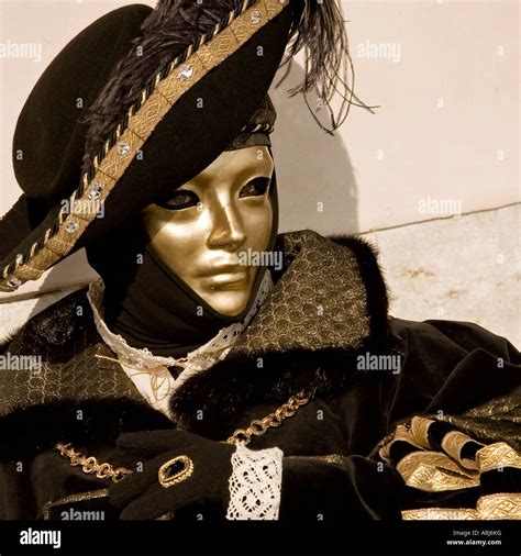 Portrait Of A Person Dressed In Carnival Costume And Mask Venice