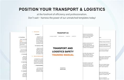 Transport And Logistics Safety Training Manual Template In Pdf Word