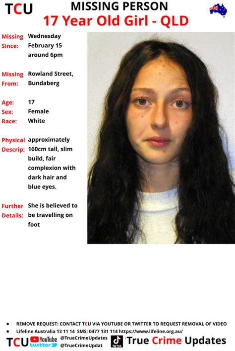 True Crime Updates On Twitter Missing Person Australia 17 Year Old Girl Bundaberg Qld