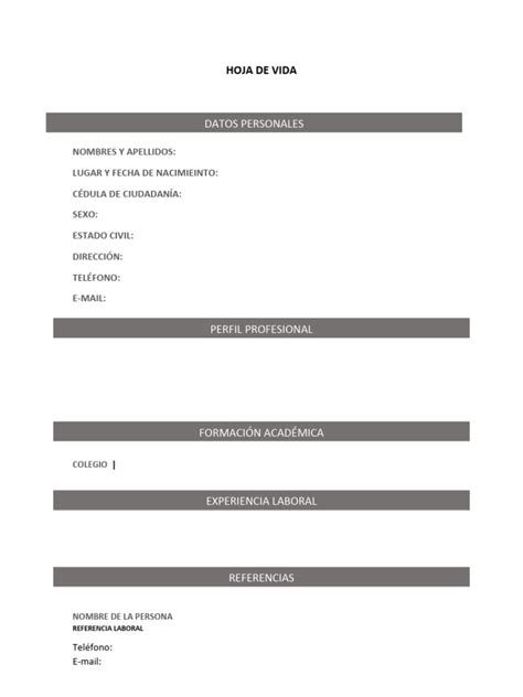 X5 Formato Hoja De Vida Basica Y Formal Pdf