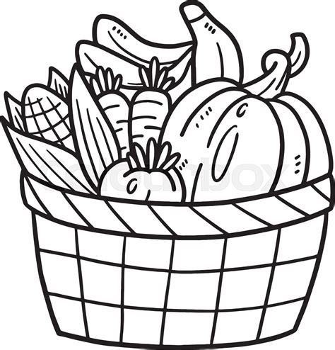 Vegetable Basket Drawing Outline