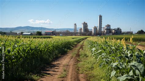 Biofuel Production: A biofuel refinery where organic materials are ...