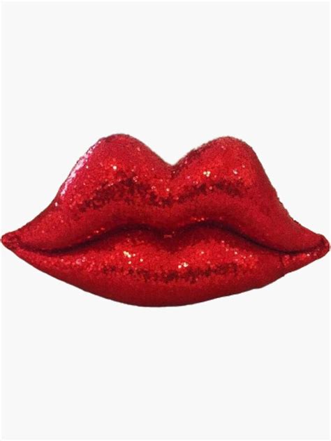 Red Hot Lips Shaped Sequin Glitter Kiss Design Sticker For Sale By