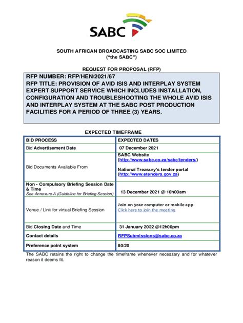 Fillable Online South African Broadcasting Sabc Soc Limited Fax