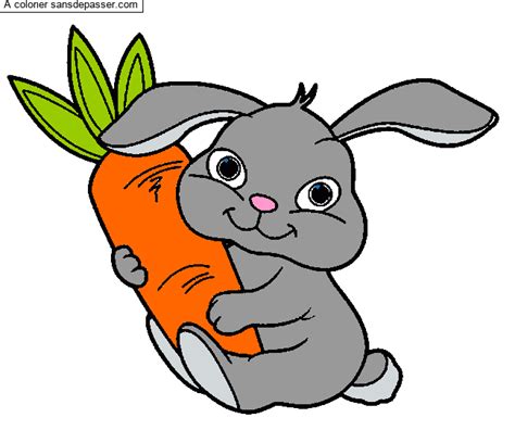 Dessin Colori Coloriage Petit Lapin Et Sa Carotte Par Un Invit