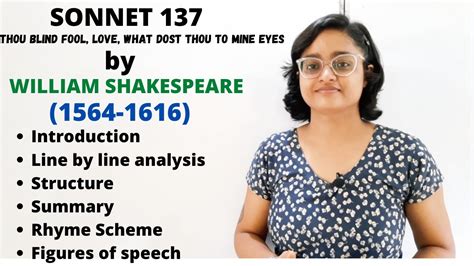 Sonnet 137 By William Shakespeare Thou Blind Fool Love What Dost