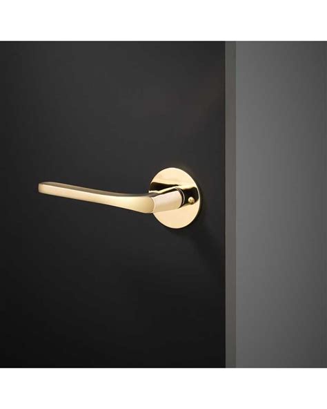 Poignée de porte intérieure design en laiton chromé brillant et bois