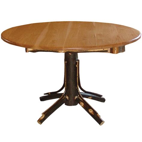 Hickory Round Farmer S Amish Dining Table Rustic Style Cabinfield