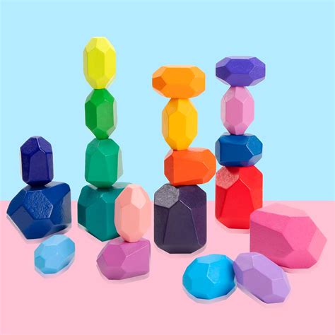 Wisplye Jeu D empilage de Pierre 20 Pièces de Blocs de Construction en