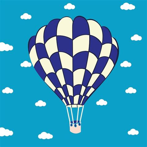 Premium Vector Colorful Hot Air Balloon Flying In The Sky With Clouds