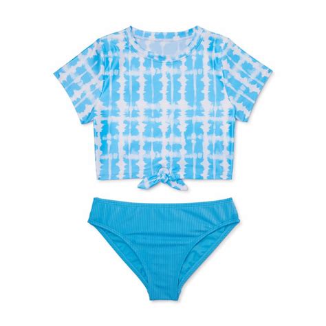 Wonder Nation Nias Recortado Rashguard Y Bikini Con Upf Tamaos Y Ms