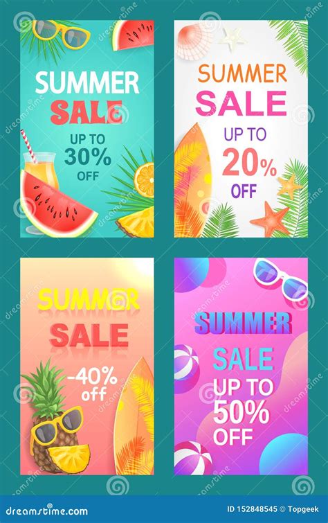 Summer Sale Vector Banner Promotion Leaflet Sample Stock Vector