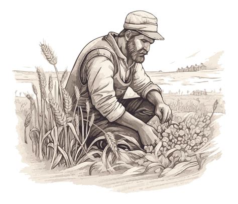 premium vector sketching tranquility pencil art showcasing farmers