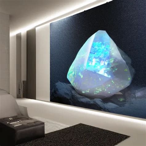 A Giant Gemstone Mineral In A Dark Blank Room With Stable Diffusion