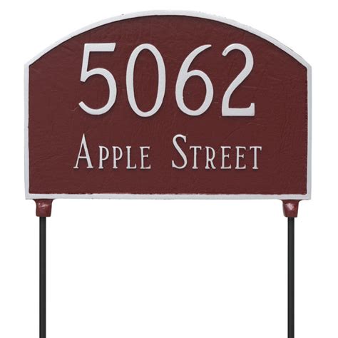 Double Sided Lawn Prestige Arch Two Line Address Sign Plaque With Stakes Montague Metal Products