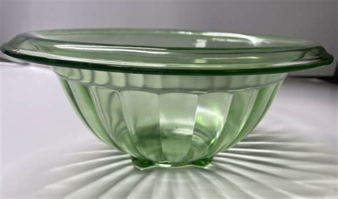 Hazel Atlas Green Depression Glass Large Rimmed Mixing Bowl