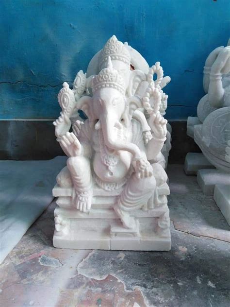 White Marble Lord Ganesha Statue Size 32 Inch At Rs 11000 In Alwar