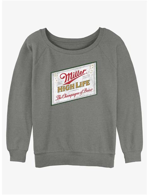 Miller High Life Label Logo Womens Slouchy Sweatshirt Grey Boxlunch