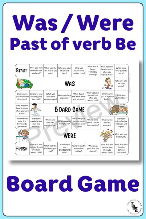 Was And Were Board Game Past Of Be ESL Speaking Activity For Adults