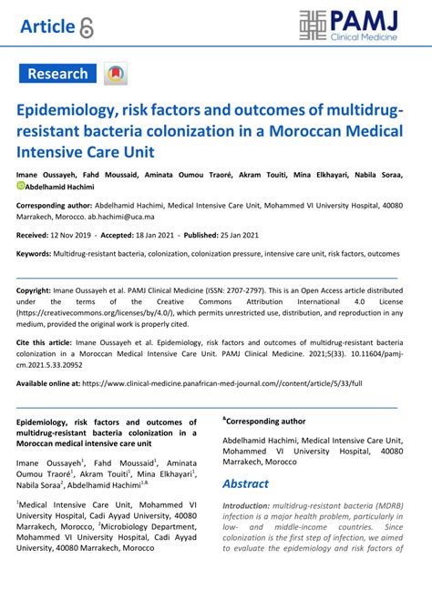 Pdf Epidemiology Risk Factors And Outcomes Of Multidrug Resistant