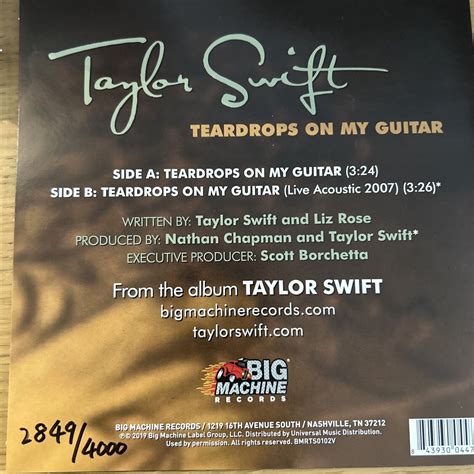 Taylor Swift Teardrops On My Guitar 7 Vinyl Limited Numbered Green Seal Ebay