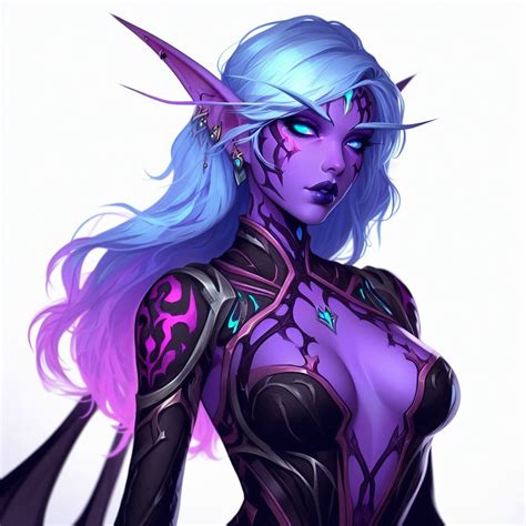 Night Elf In Dark Attre In 2024 Fantasy Female Warrior Night Elf Female Elf