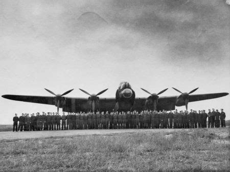 Group Portrait Of Australian Air Crew And Ground Staff At Lancaster